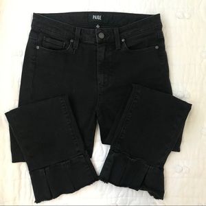 PAIGE Black Denim Flare distressed ankle jean